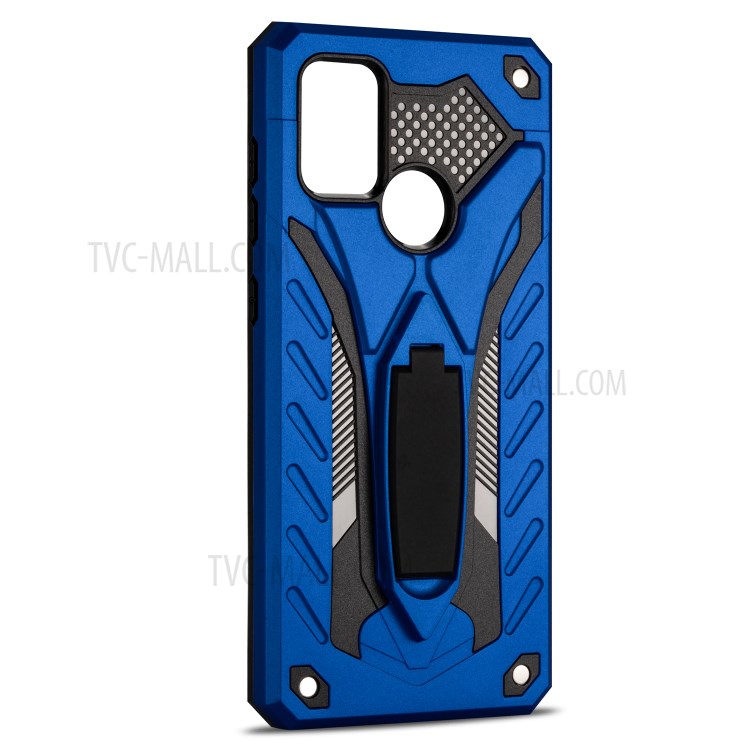Phantom Knight Style TPU PC Protector Shell for Samsung Galaxy A21s Kickstand Cover - Blue-3