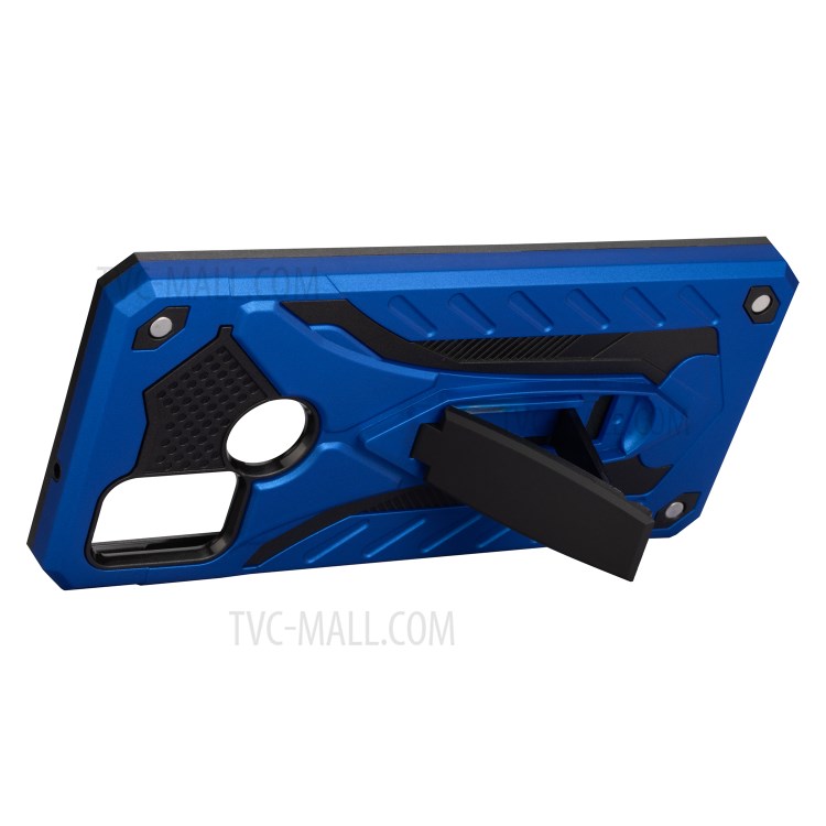 Phantom Knight Style TPU PC Protector Shell for Samsung Galaxy A21s Kickstand Cover - Blue-4