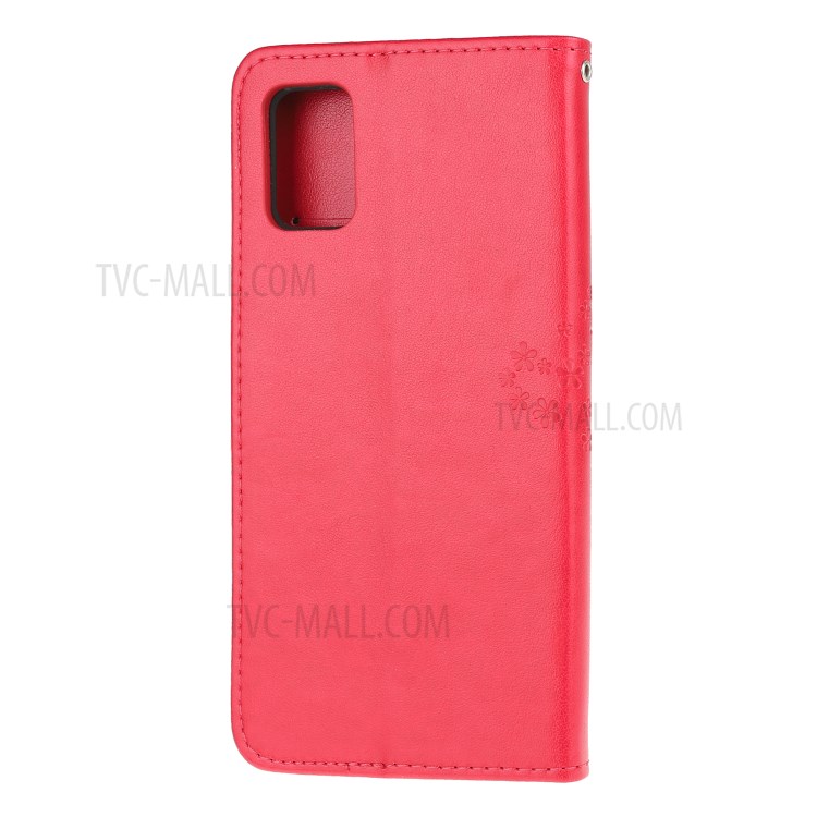 Inside and Outside Imprint Tree Owl Pattern Leather Stylish Wallet Case for Samsung Galaxy A72 5G - Red-3