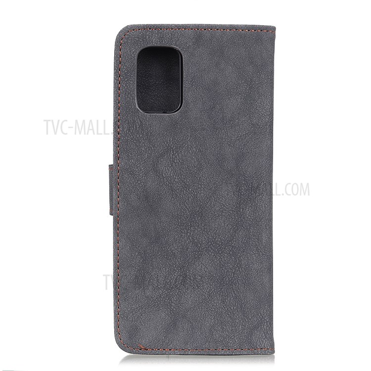 KHAZNEH Retro Style Wallet Split Leather Protector Stand Case for Samsung Galaxy A72 5G - Black-3