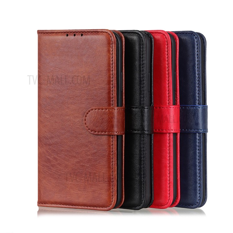 Crazy Horse Leather Wallet Shell Stand Cell Phone Cover for Samsung Galaxy A72 5G - Black-10