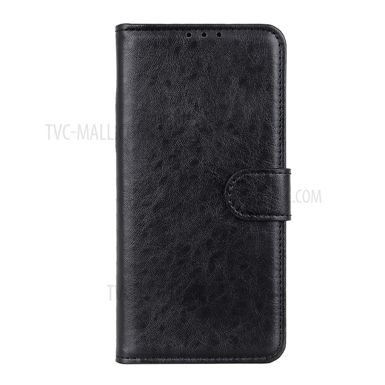 Crazy Horse Leather Wallet Shell Stand Cell Phone Cover for Samsung Galaxy A72 5G - Black-2