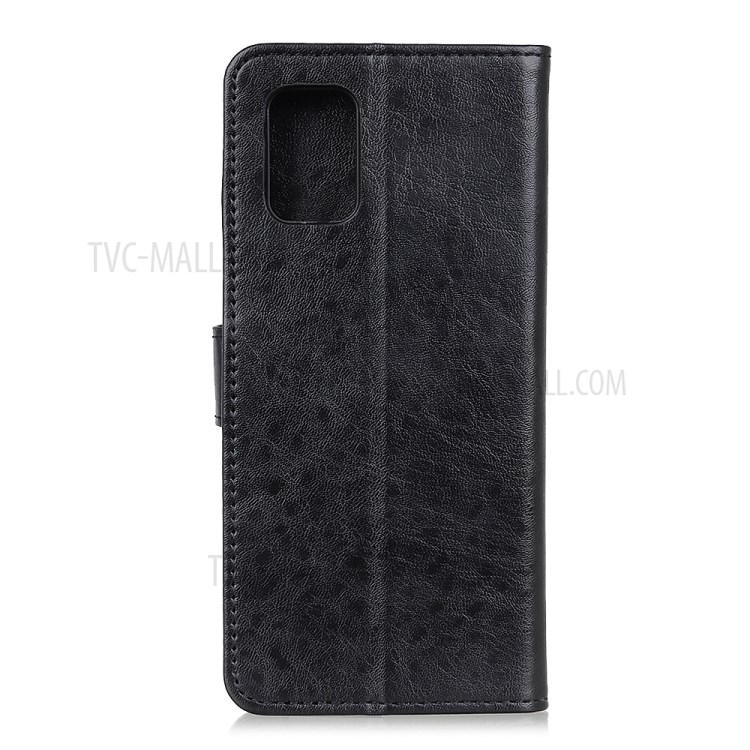 Crazy Horse Leather Wallet Shell Stand Cell Phone Cover for Samsung Galaxy A72 5G - Black-3