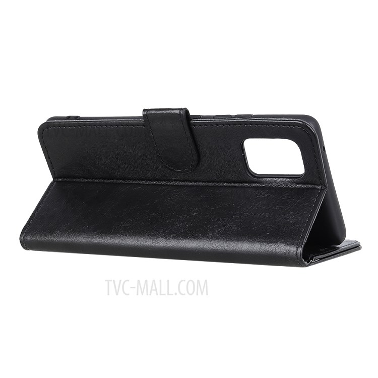Crazy Horse Leather Wallet Shell Stand Cell Phone Cover for Samsung Galaxy A72 5G - Black-4