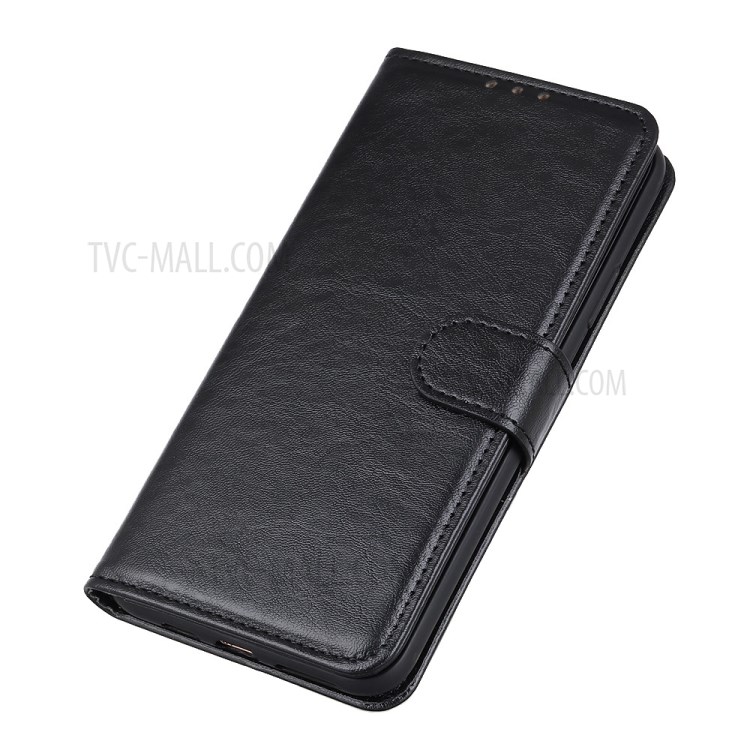 Crazy Horse Leather Wallet Shell Stand Cell Phone Cover for Samsung Galaxy A72 5G - Black-5