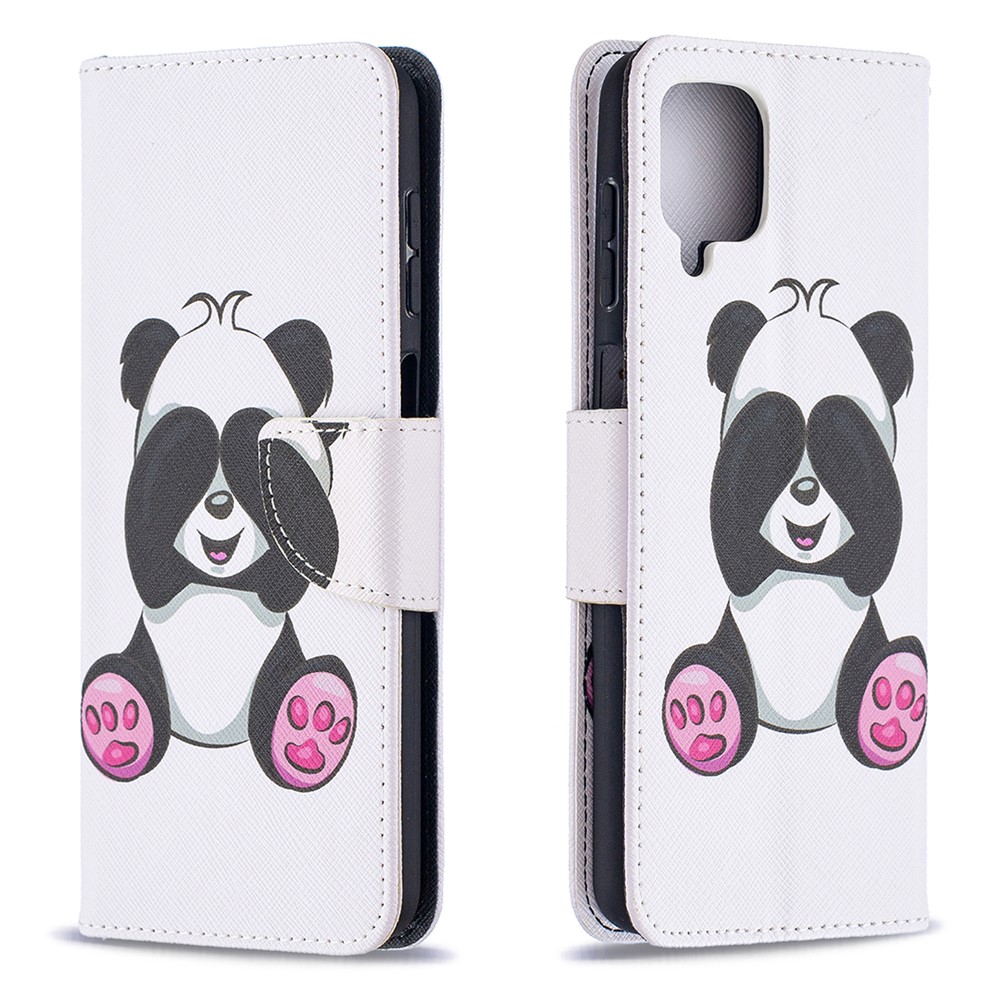 Pattern Printing Wallet Stand Flip Leather Phone Shell for Samsung Galaxy A12 - Baby Panda-2