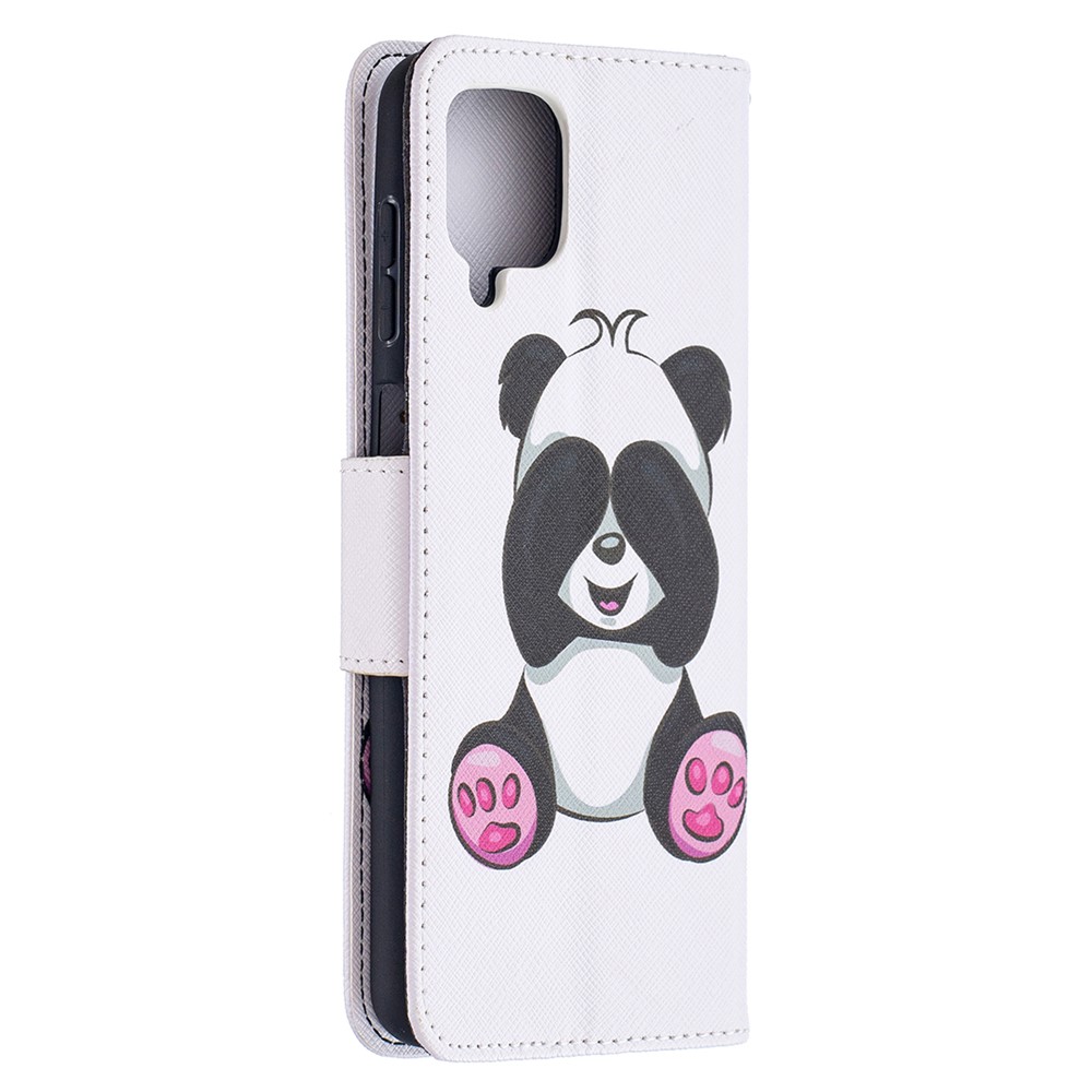 Pattern Printing Wallet Stand Flip Leather Phone Shell for Samsung Galaxy A12 - Baby Panda-4