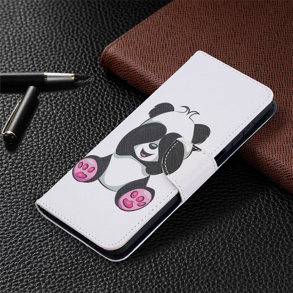 Pattern Printing Wallet Stand Flip Leather Phone Shell for Samsung Galaxy A12 - Baby Panda-7