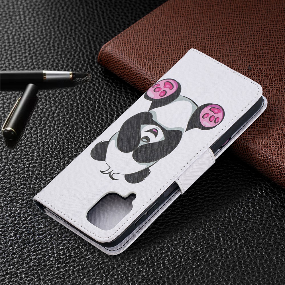 Pattern Printing Wallet Stand Flip Leather Phone Shell for Samsung Galaxy A12 - Baby Panda-8