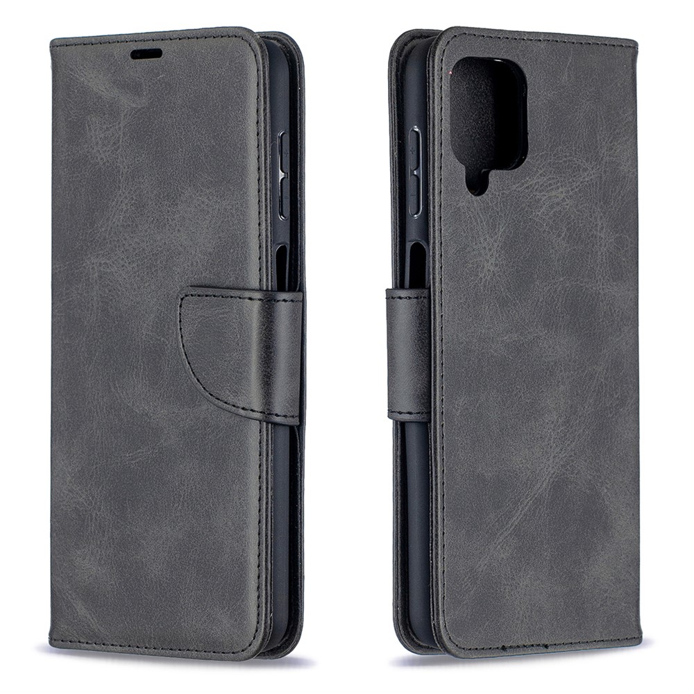 PU Leather Wallet Stylish Smartphone Case for Samsung Galaxy A12 - Black-2