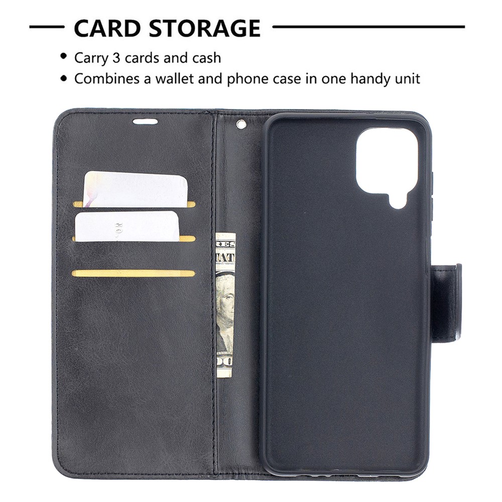 PU Leather Wallet Stylish Smartphone Case for Samsung Galaxy A12 - Black-6