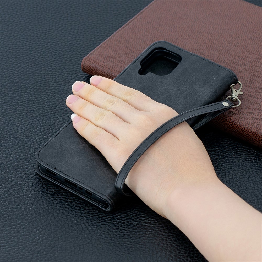 PU Leather Wallet Stylish Smartphone Case for Samsung Galaxy A12 - Black-9