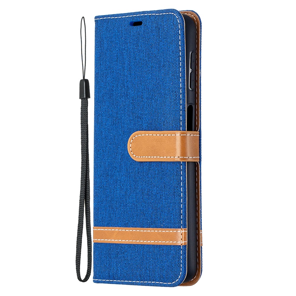 Case for Samsung Galaxy A32 Color Splicing Jeans Cloth Surface Wallet Leather Phone Cover - Baby Blue-6