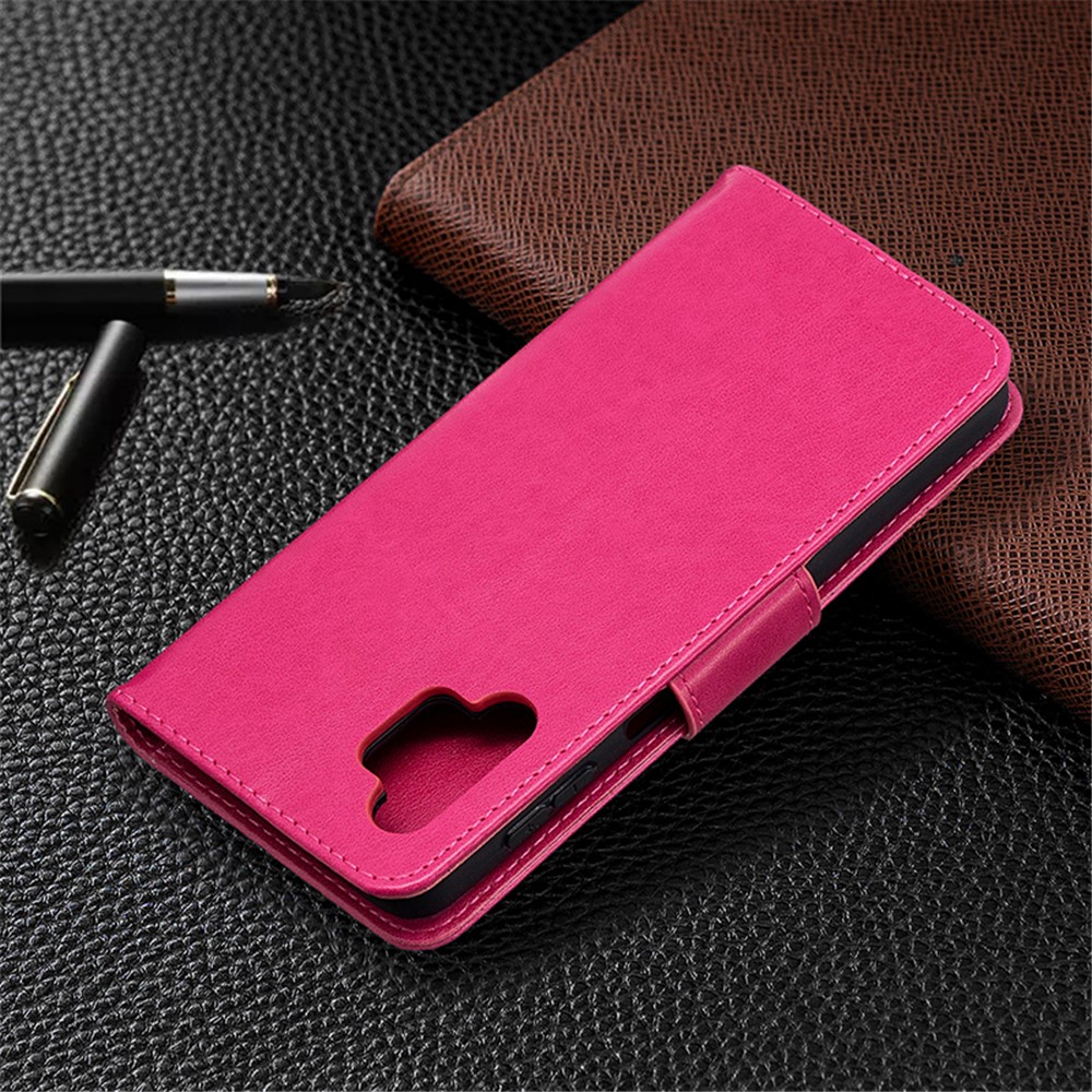 For Samsung Galaxy A32 Imprint Butterflies Wallet Stand Flip Leather Phone Shell - Rose-5