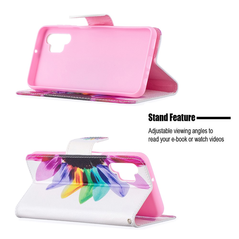Pattern Printing Magnetic Leather Stand Wallet Stylish Case for Samsung Galaxy A32 - Sunflower-2