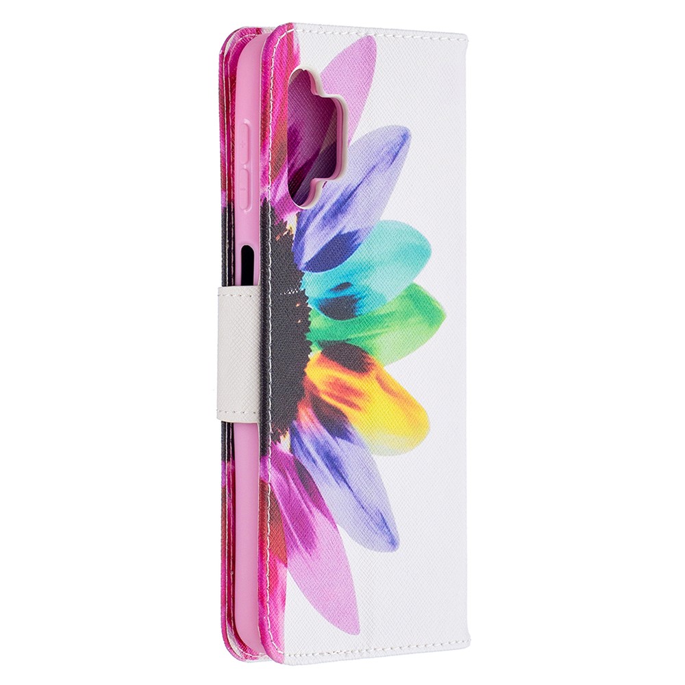 Pattern Printing Magnetic Leather Stand Wallet Stylish Case for Samsung Galaxy A32 - Sunflower-7