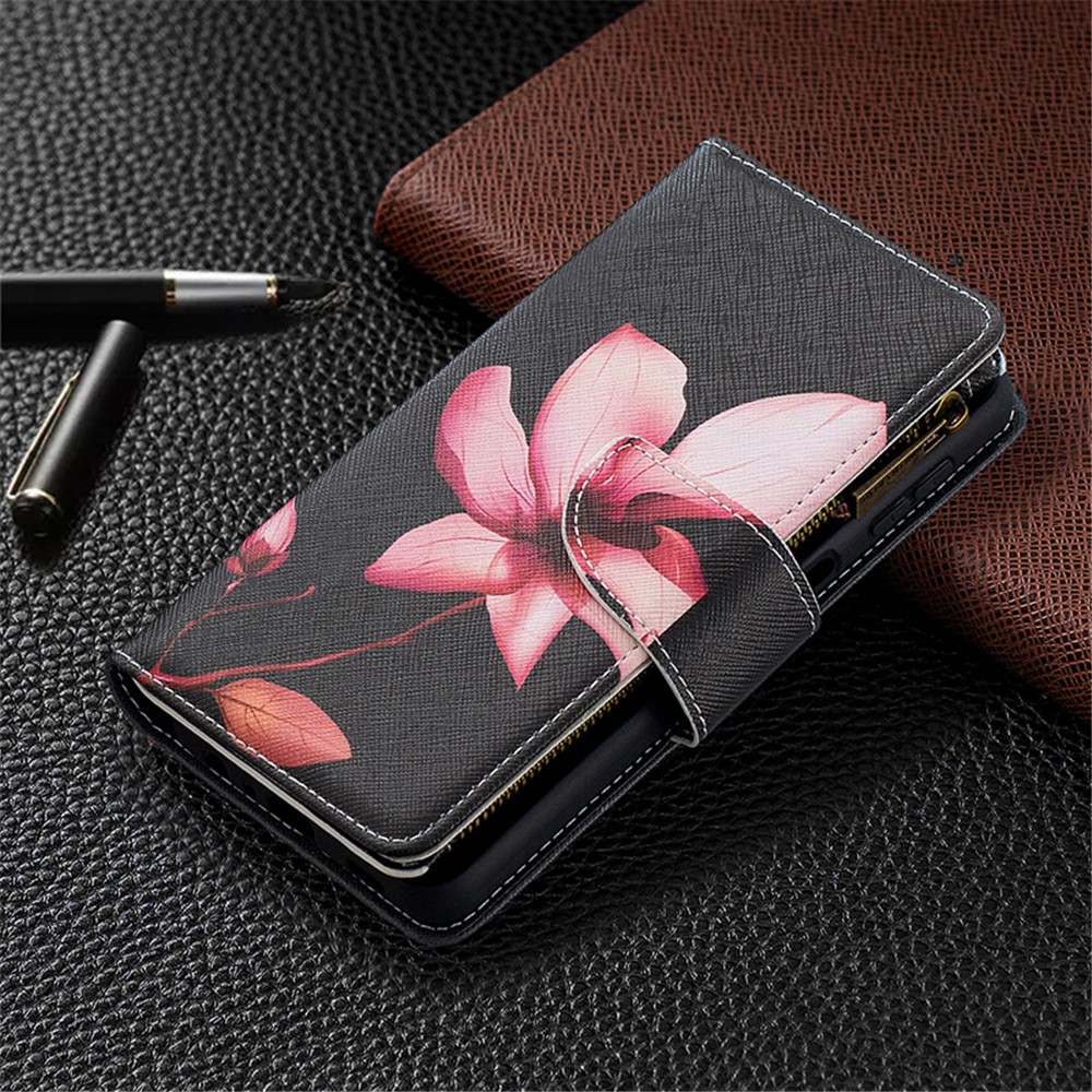 Pattern Printing Wallet Stand Leather Phone Cover Protector for Samsung Galaxy A32 - Pink Flower-4