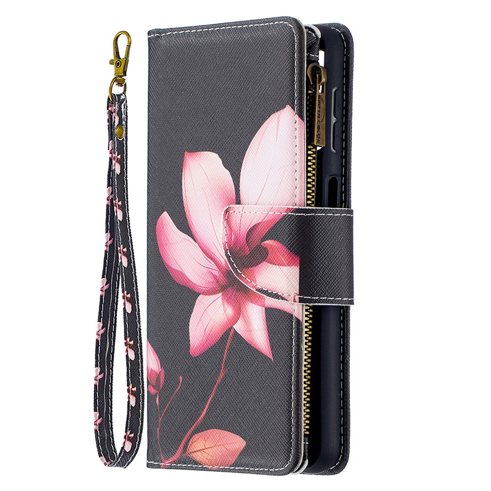 Pattern Printing Wallet Stand Leather Phone Cover Protector for Samsung Galaxy A32 - Pink Flower-6