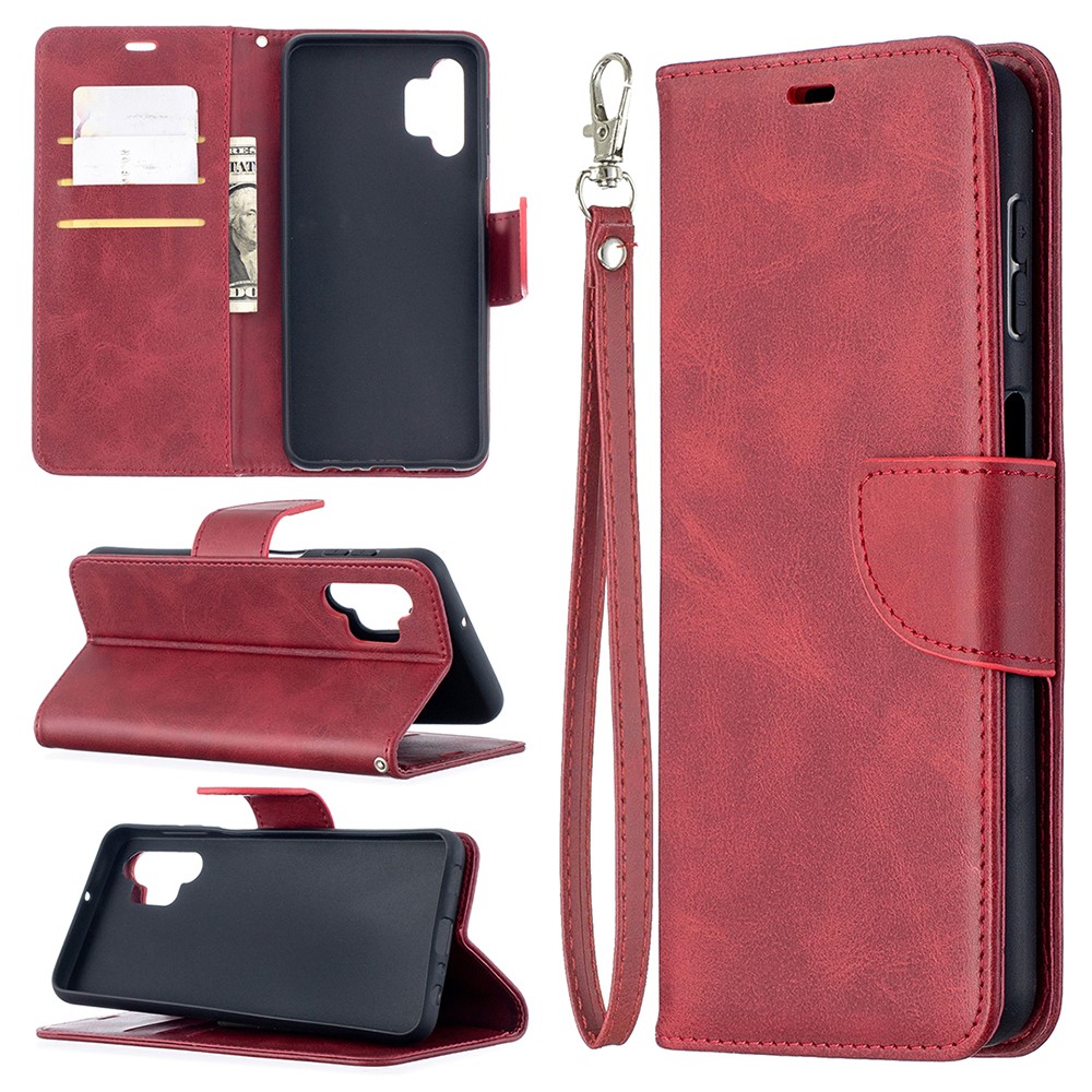 PU Leather Wallet Stylish Smartphone Case for Samsung Galaxy A32 - Red-1