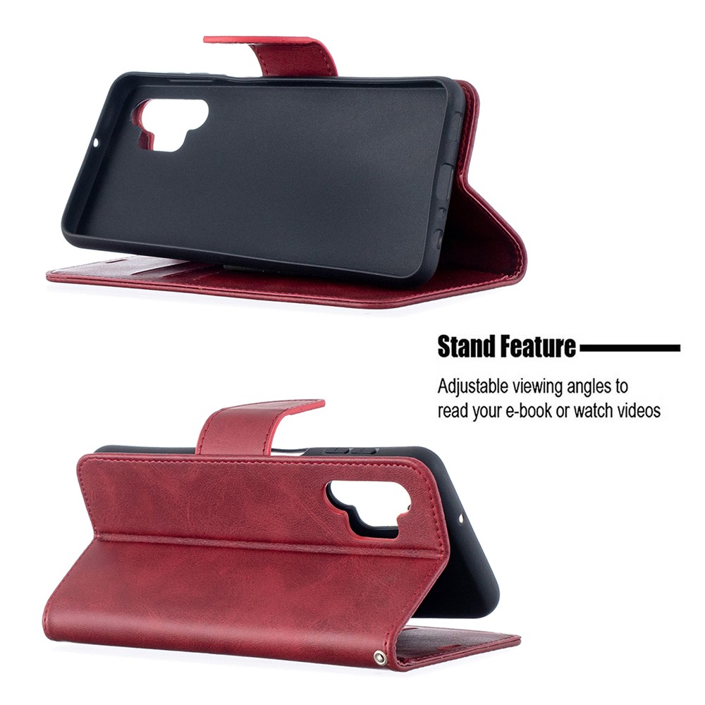 PU Leather Wallet Stylish Smartphone Case for Samsung Galaxy A32 - Red-2