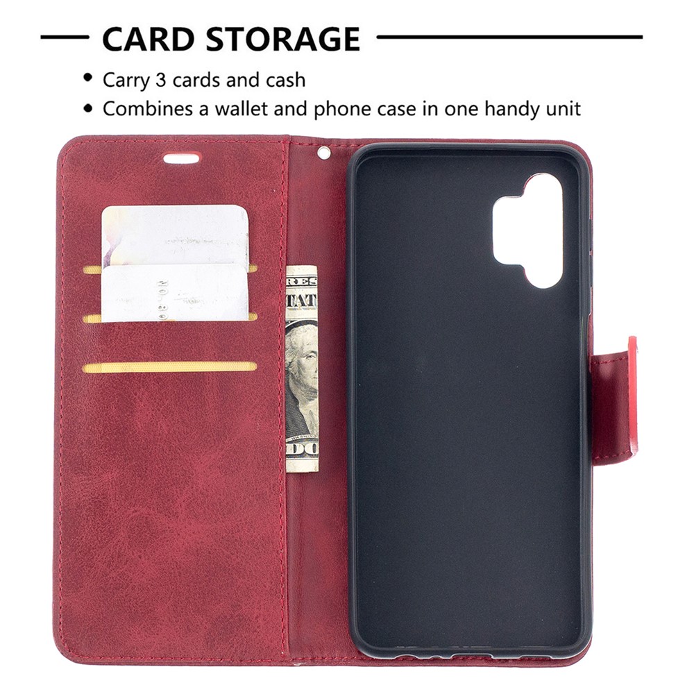 PU Leather Wallet Stylish Smartphone Case for Samsung Galaxy A32 - Red-3