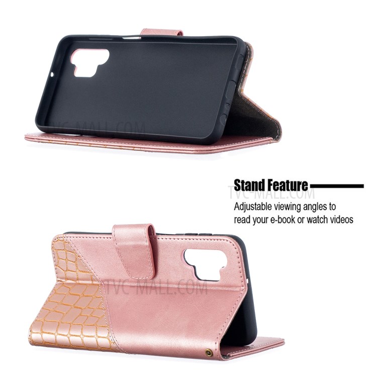 BF04 Splicing Crocodile Texture Wallet Stand Leather Cover for Samsung Galaxy A32 - Rose Gold-2