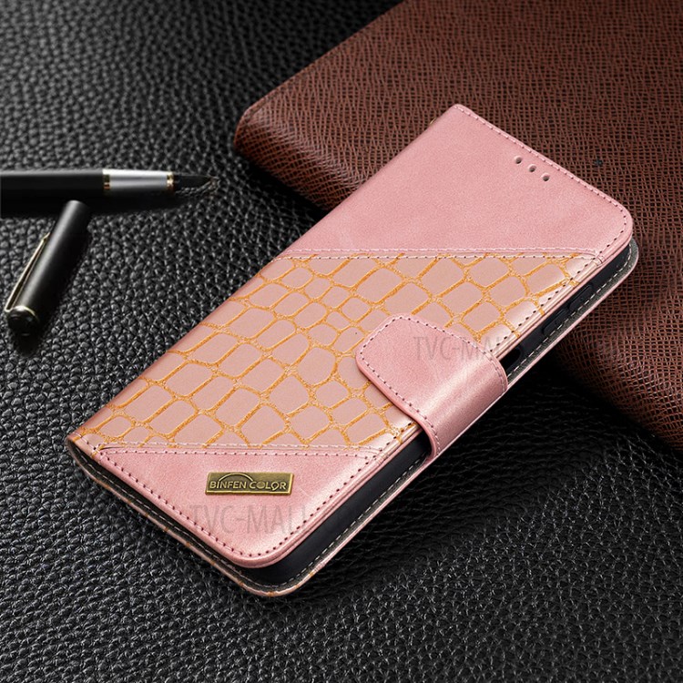 BF04 Splicing Crocodile Texture Wallet Stand Leather Cover for Samsung Galaxy A32 - Rose Gold-4