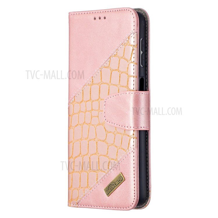 BF04 Splicing Crocodile Texture Wallet Stand Leather Cover for Samsung Galaxy A32 - Rose Gold-6
