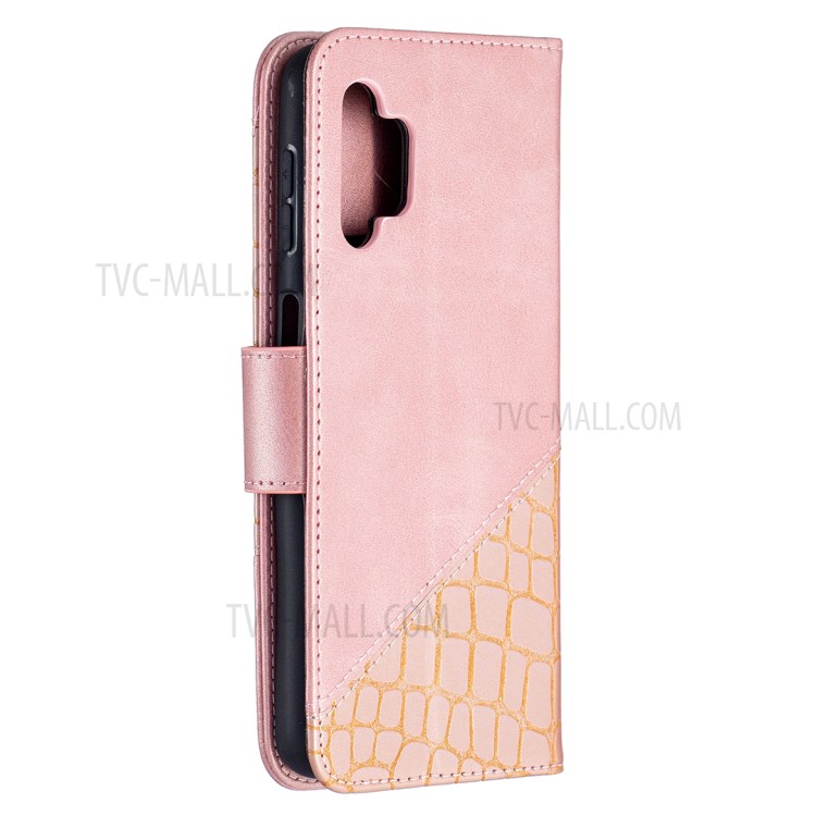 BF04 Splicing Crocodile Texture Wallet Stand Leather Cover for Samsung Galaxy A32 - Rose Gold-7