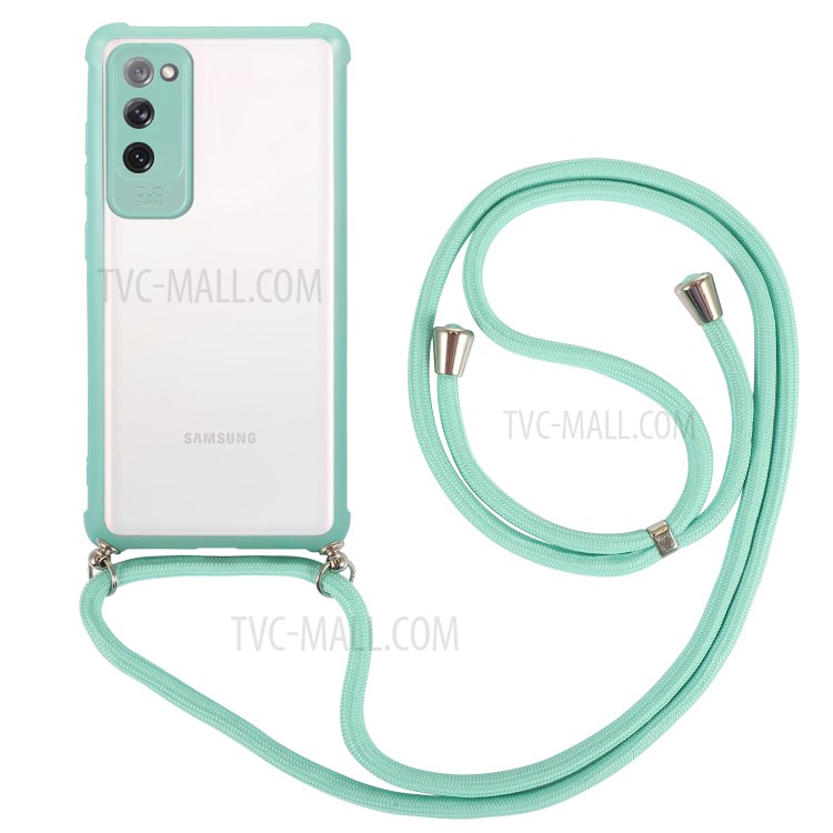 Acrylic+TPU Shockproof Phone Case with Strap for Samsung Galaxy S20 FE/S20 Fan Edition/S20 FE 5G/S20 Fan Edition 5G - Green-1