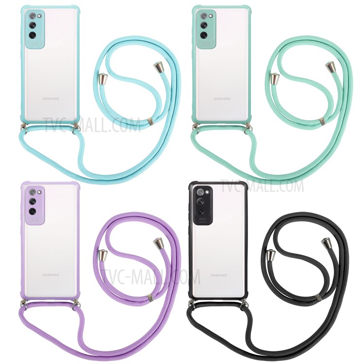 Acrylic+TPU Shockproof Phone Case with Strap for Samsung Galaxy S20 FE/S20 Fan Edition/S20 FE 5G/S20 Fan Edition 5G - Green-4