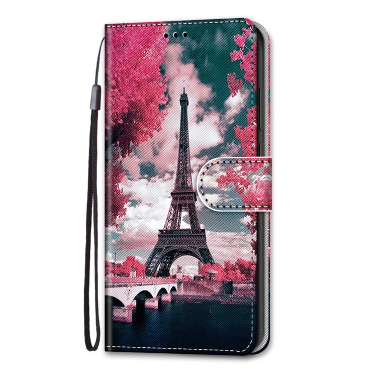 Wallet Stand Case for Samsung Galaxy S21+ Anti-Drop Pattern Printing Shell - Eiffel Tower-3