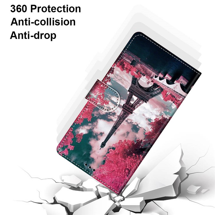 Wallet Stand Case for Samsung Galaxy S21+ Anti-Drop Pattern Printing Shell - Eiffel Tower-4
