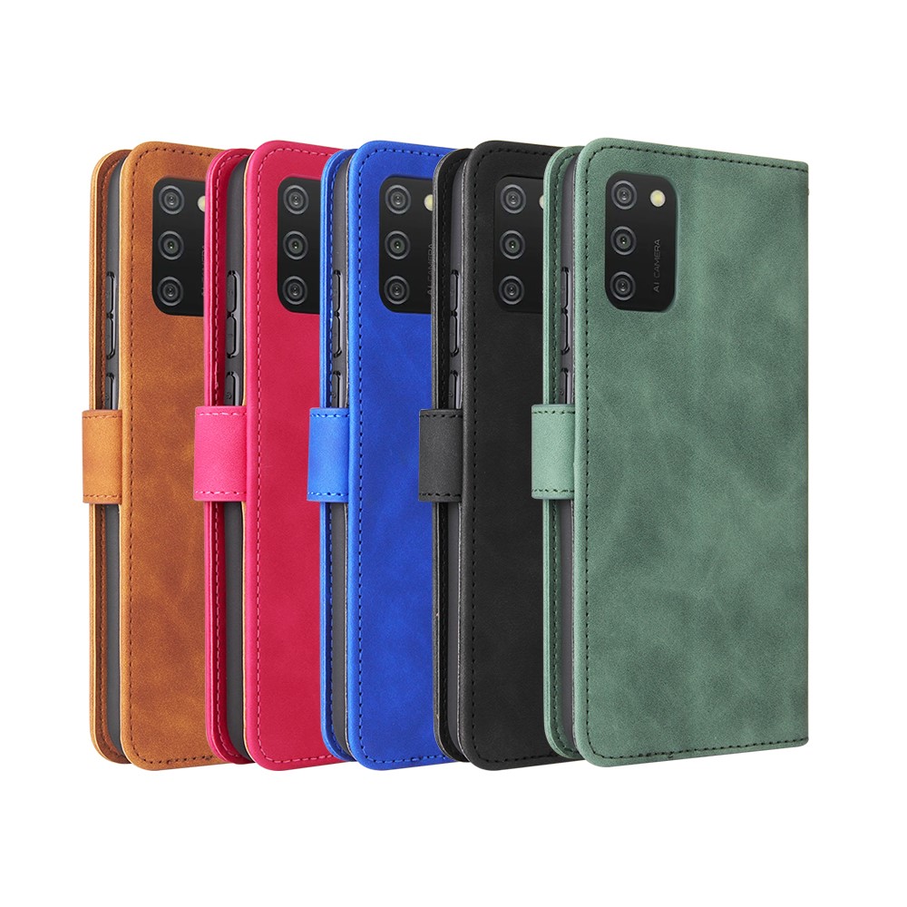 Wallet Stand Design Skin-feeling Wallet Leather Phone Case for Samsung Galaxy A02s - Black-11