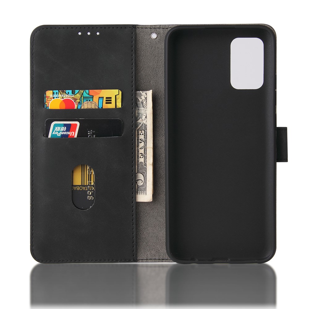 Wallet Stand Design Skin-feeling Wallet Leather Phone Case for Samsung Galaxy A02s - Black-4