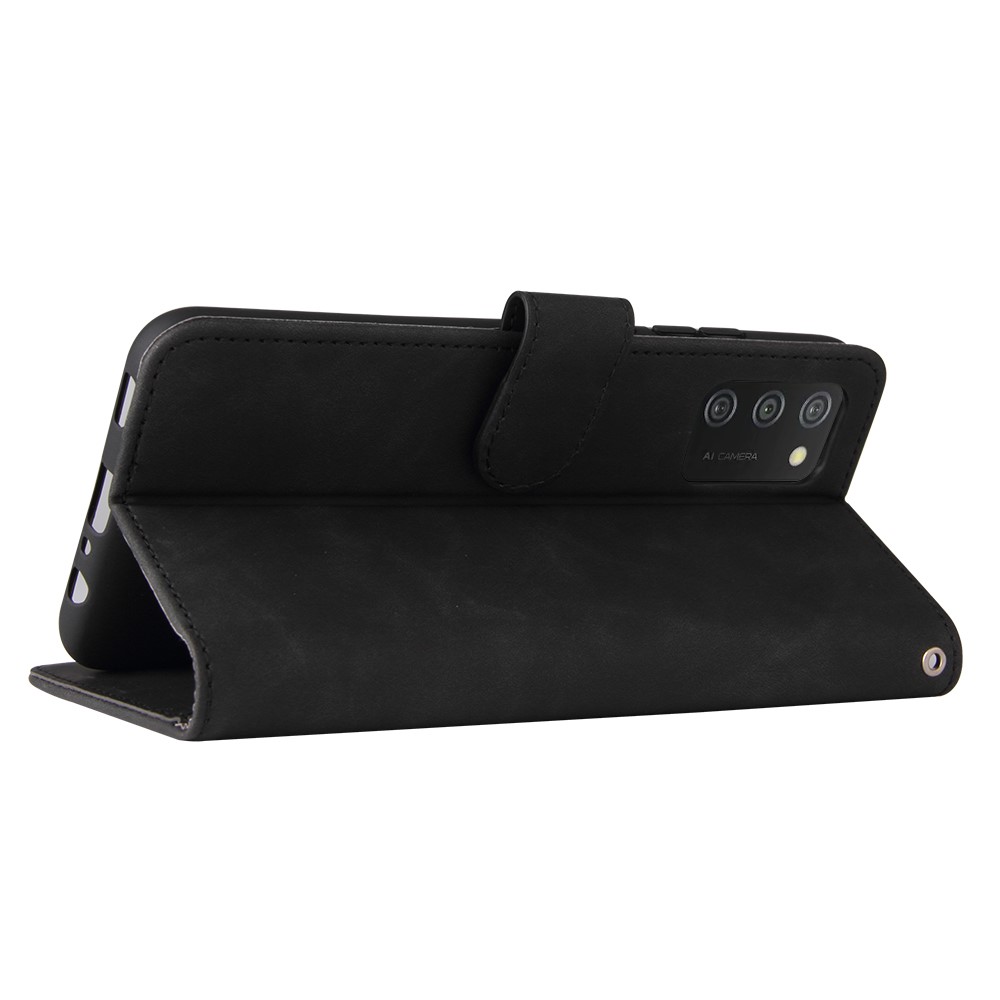 Wallet Stand Design Skin-feeling Wallet Leather Phone Case for Samsung Galaxy A02s - Black-6