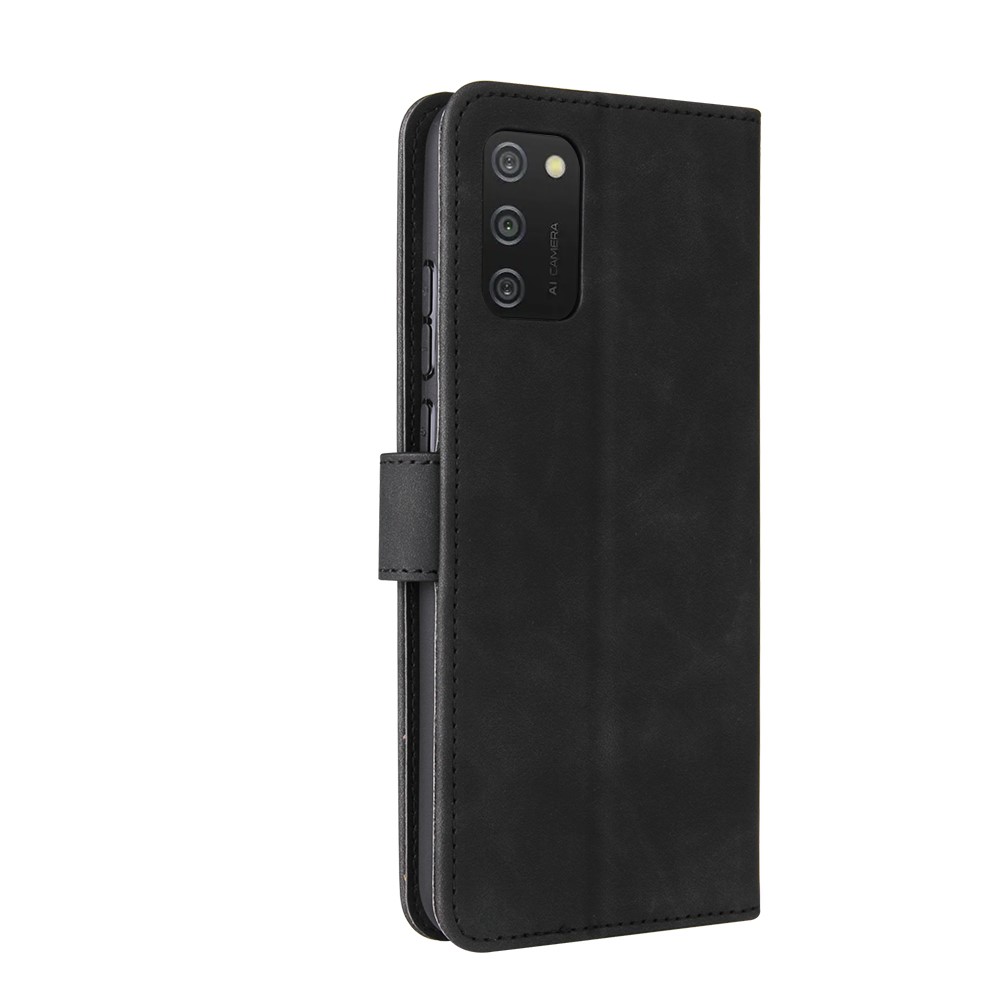Wallet Stand Design Skin-feeling Wallet Leather Phone Case for Samsung Galaxy A02s - Black-8