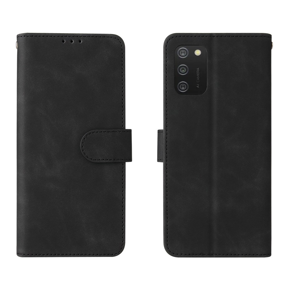 Wallet Stand Design Skin-feeling Wallet Leather Phone Case for Samsung Galaxy A02s - Black-9
