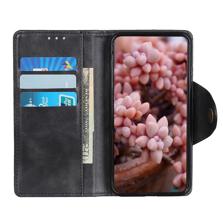 Brass Buckle DesignPU Leather Wallet Stand Phone Case Cover for Samsung Galaxy A52 5G - Black-5