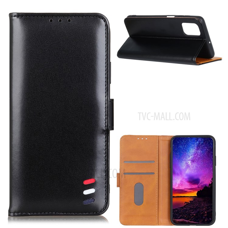 Smooth Surface Protective Leather Wallet Magnetic Phone Cover for Samsung Galaxy A52 5G - Black-1
