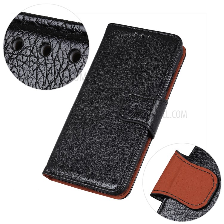 Nappa Texture Split Leather Shell for Samsung Galaxy A72 5G Wallet Stand Mobile Phone Cover Case - Black-7