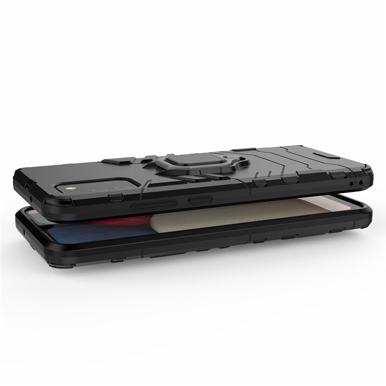 Cool Guard Phone Protective Case for Samsung Galaxy A02s Hybrid Kickstand Mobile Case - Black-4