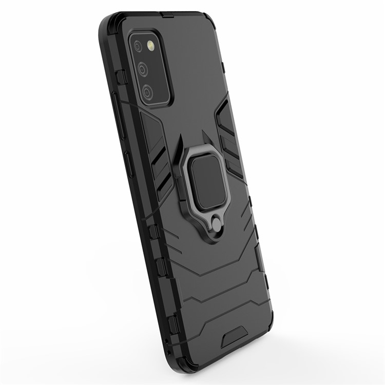 Cool Guard Phone Protective Case for Samsung Galaxy A02s Hybrid Kickstand Mobile Case - Black-5
