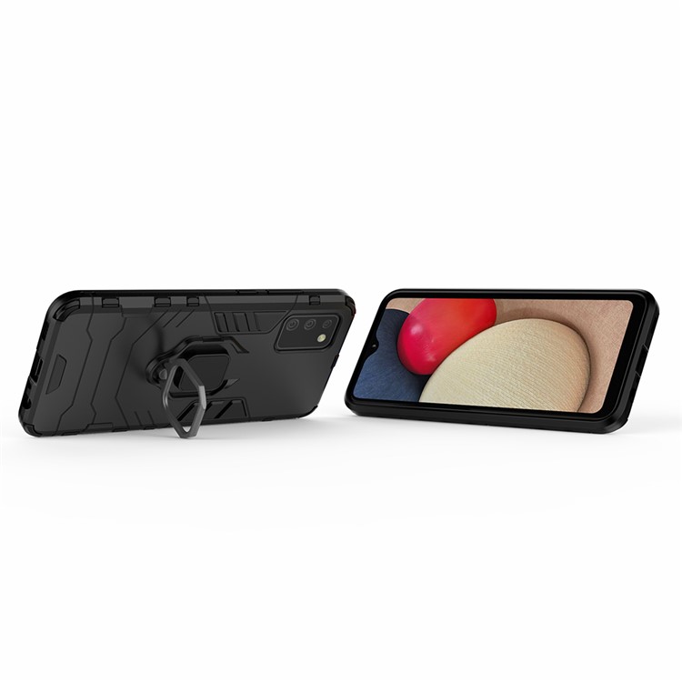 Cool Guard Phone Protective Case for Samsung Galaxy A02s Hybrid Kickstand Mobile Case - Black-7