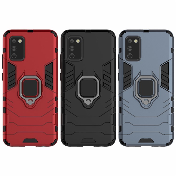 Cool Guard Phone Protective Case for Samsung Galaxy A02s Hybrid Kickstand Mobile Case - Black-8