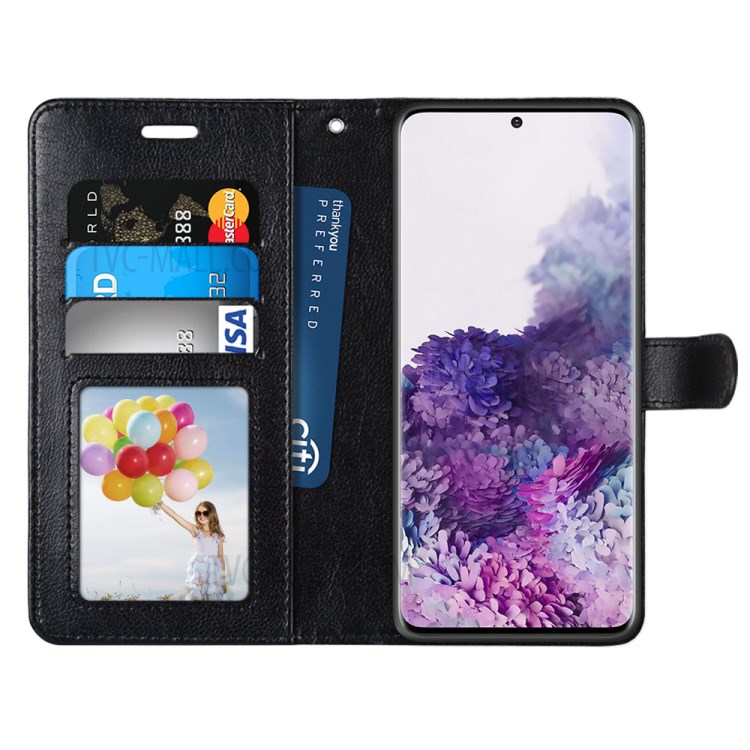 Wallet Stand Magnetic Clasp Leather Shell Protective Cover for Samsung Galaxy S30 Plus - Black-3