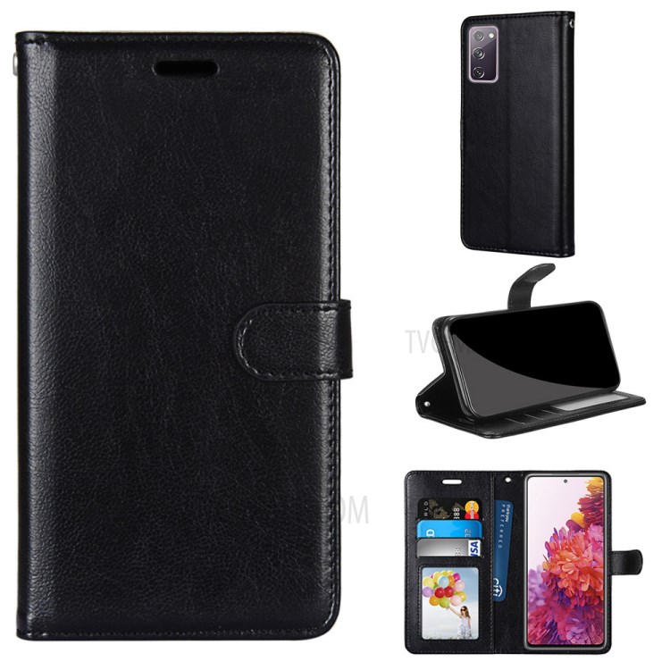Wallet Stand Leather Shell Magnetic Clasp Protective Cover for Samsung Galaxy S20 FE/S20 Fan Edition/S20 FE 5G/S20 Fan Edition 5G/S20 Lite - Black-1