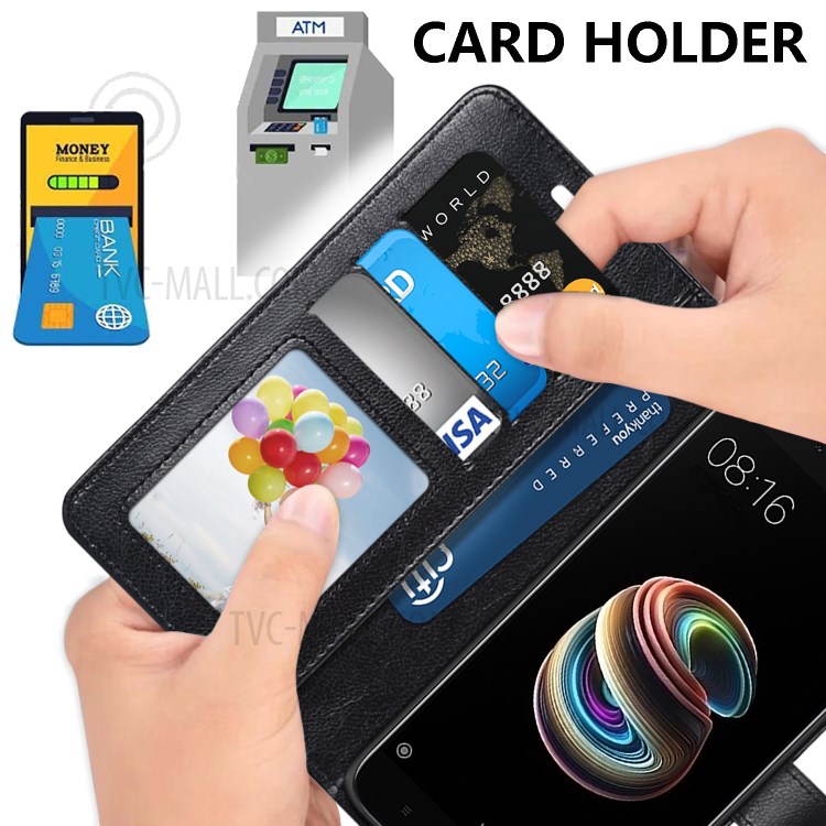 Magnetic Clasp Leather Wallet Stand Protective Cover Shell for Samsung Galaxy A42 5G - Black-5