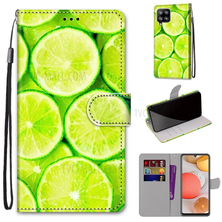 For Samsung Galaxy A42 5G Stand Leather Phone Case New Patterned Cover - Lime-1