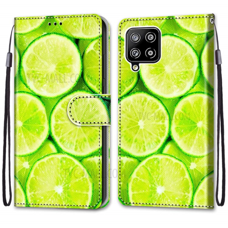 For Samsung Galaxy A42 5G Stand Leather Phone Case New Patterned Cover - Lime-2